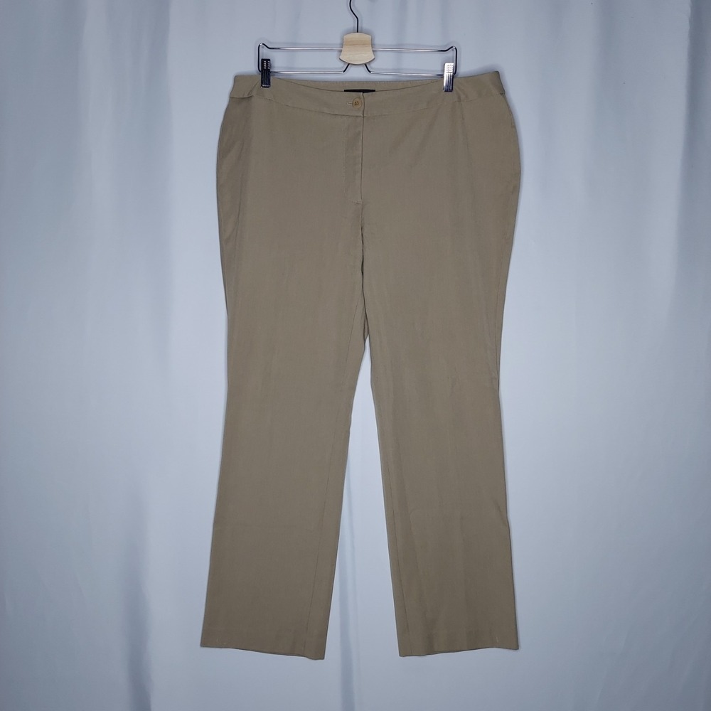 Talbots Heritage Pants Womens 16W Beige Tan Straight Pocket Button Zip Trouser